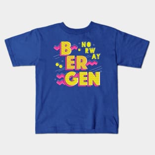 Retro 90s Bergen, Norway Kids T-Shirt